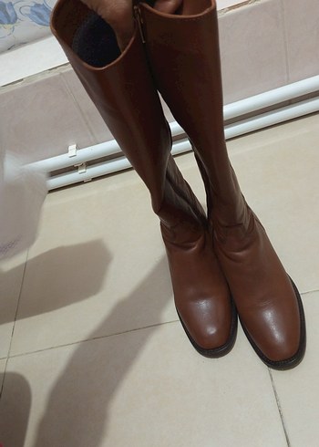 Kadın Kahvereng Nine West marka gerçek Deri Diz Boyu Çizme - Görsel 2