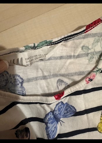 H&M Kız Çocuk Renkli Çizgili Pamuklu Elbise h&m marka yenidir