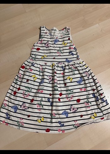 Kız Çocuk Renkli Çizgili Pamuklu Elbise h&m marka yenidir