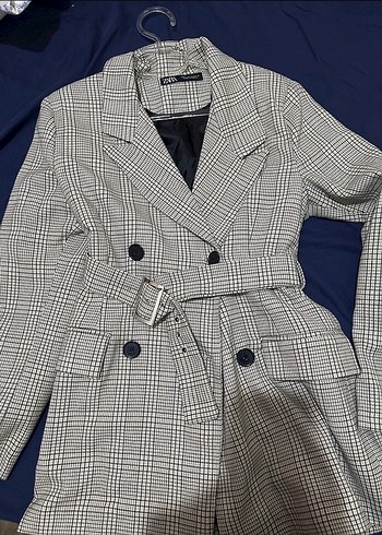 Zara ekose blazer kemerli