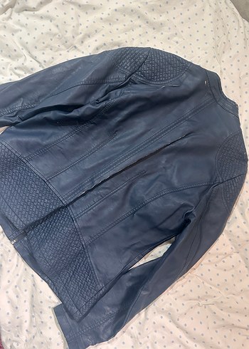 Kadın deri ceket 42 beden lacivert - Görsel 6