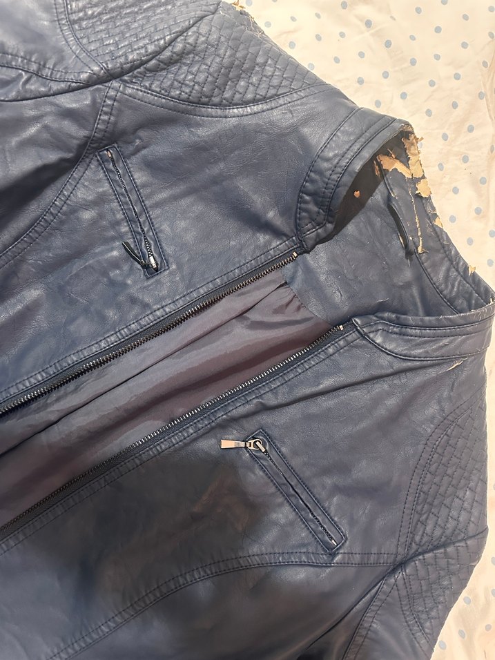 Kadın deri ceket 42 beden lacivert - Görsel 2