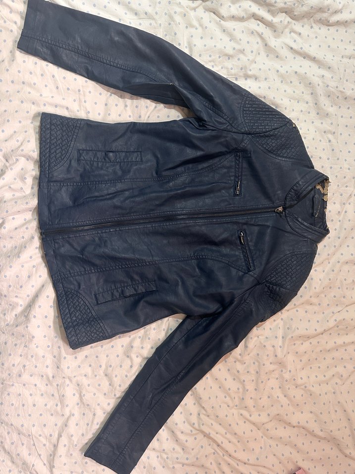 Kadın deri ceket 42 beden lacivert - Görsel 5