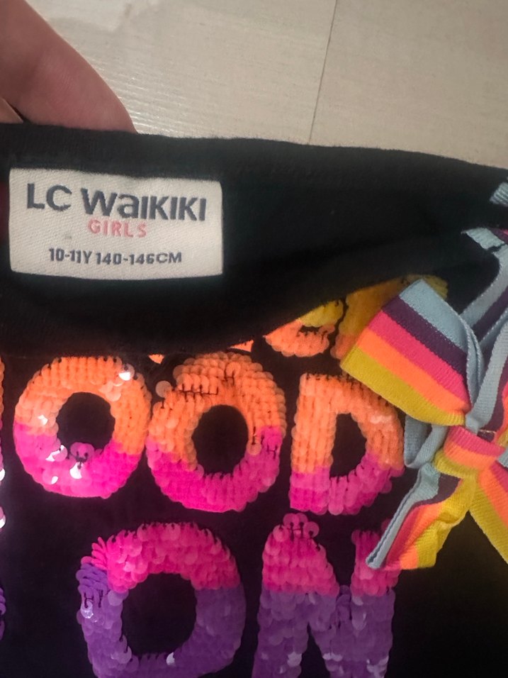 Kız Çocuk Çok Renkli Baskılı Kısa Kollu Tişört - Görsel 3