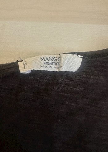 Mango Siyah Baskılı Pamuklu Kadın Tişört mango marka