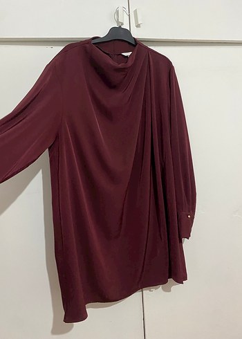 HM Bordo Uzun Kollu Salaş Tunik/elbise - Görsel 2