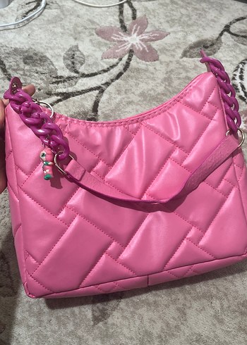 Pembe Kadın Suni Kumaş Fermuarlı Çanta az defolu görselde belirt - Görsel 2