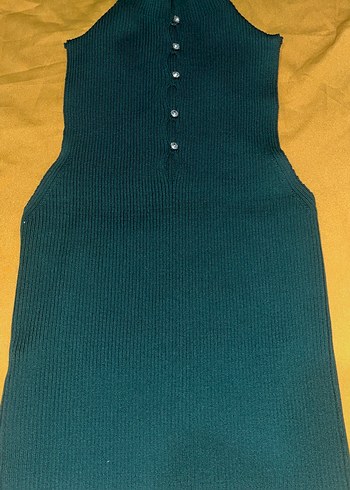 Taşlı Kolsuz Yarım Boy yeşil bluz - Görsel 2