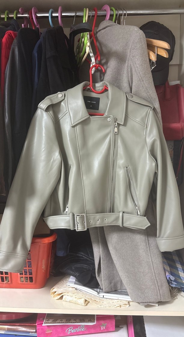 Gri Deri Kemerli Kadın Ceket - Görsel 2