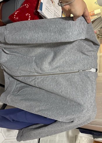 Gri Fermuarlı Kadın Sweatshirt - Görsel 2