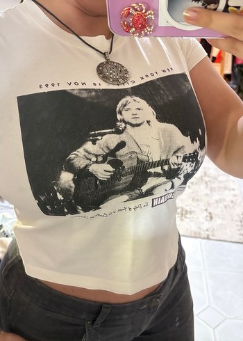 Beyaz Baskılı Rock Punk Kısa Kollu Tişört - Görsel 2