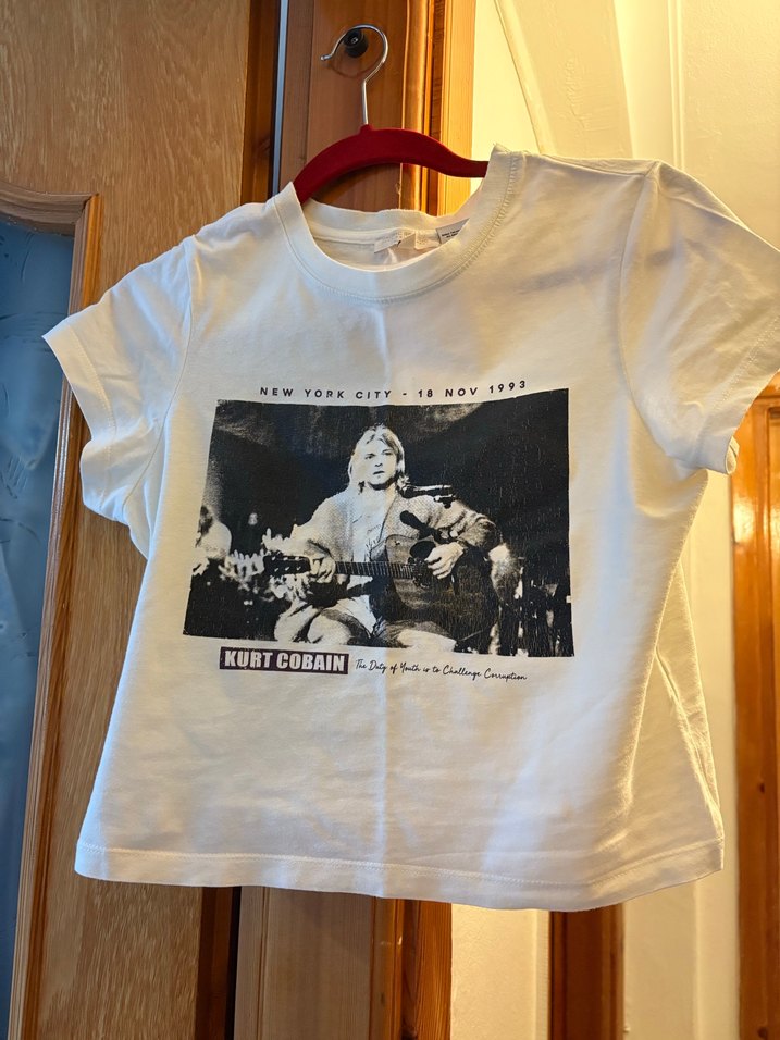 Beyaz Baskılı Rock Punk Kısa Kollu Tişört - Görsel 3