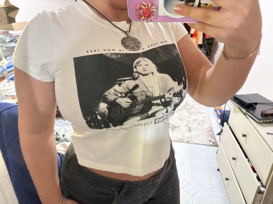 Beyaz Baskılı Rock Punk Kısa Kollu Tişört - Görsel 2