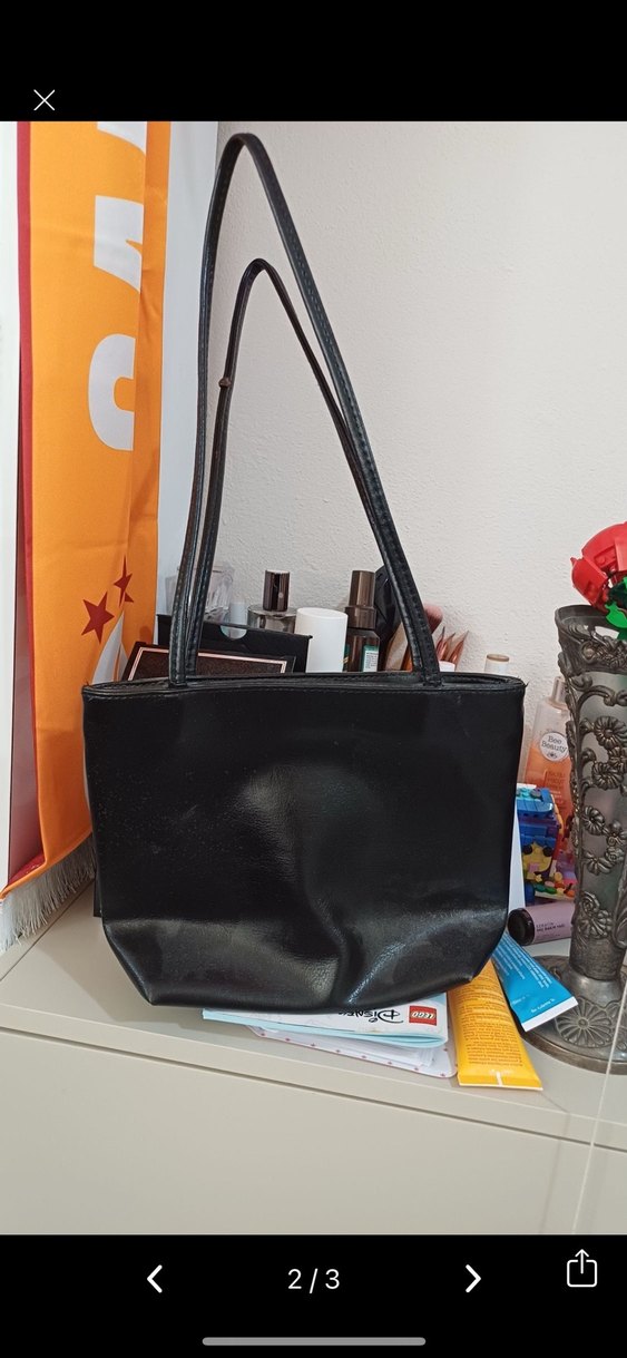 Siyah Deri Kadın Omuz Çantası - Görsel 2