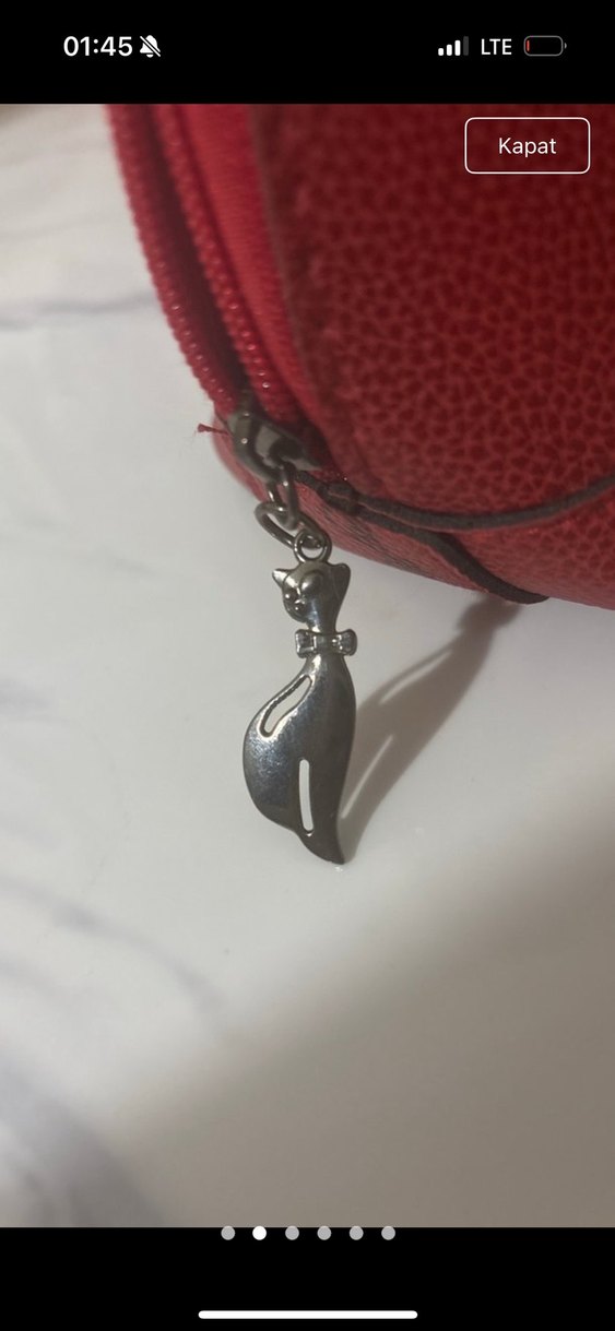 ZARA Kırmızı Deri Fermuarlı Kadın Çanta - Görsel 2