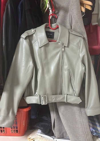 Gri Deri Kadın Ceket - Görsel 3