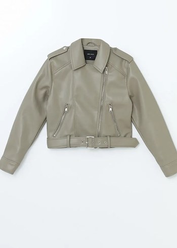 Gri Deri Kadın Ceket - Görsel 2