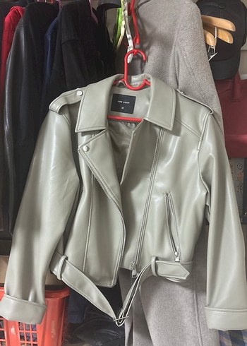 Gri Deri Kadın Ceket - Görsel 4