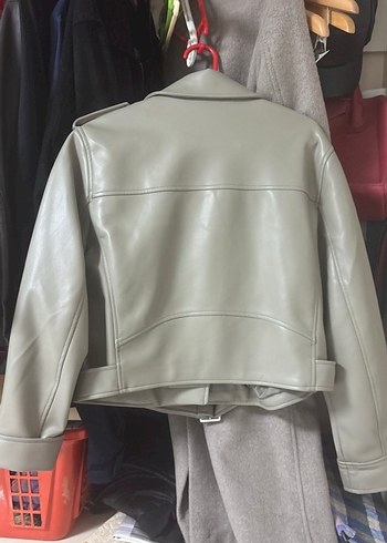 Gri Deri Kadın Ceket - Görsel 6