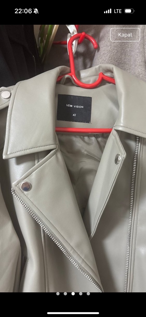 Gri Deri Kadın Ceket - Görsel 5