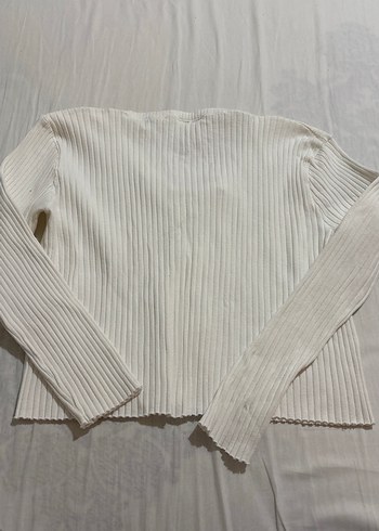 Düğmeli Beyaz Kadın Keten Kazak - Görsel 3