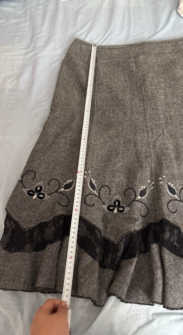 Nakışlı Fırfırlı Uzun Kadın Etek - Görsel 3