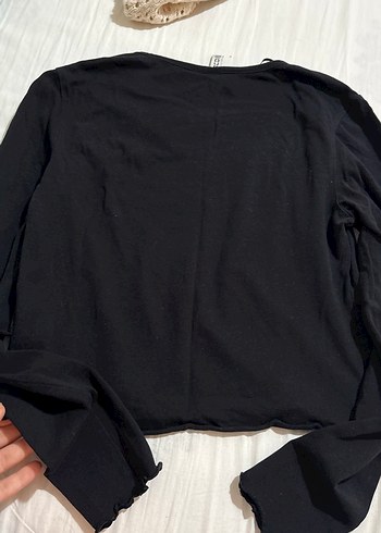 Siyah Crop Top Uzun Kollu Basic - Görsel 4