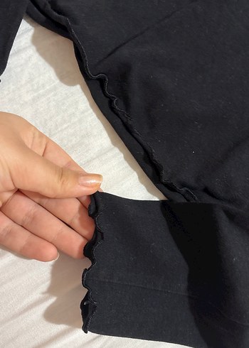 Siyah Crop Top Uzun Kollu Basic - Görsel 3