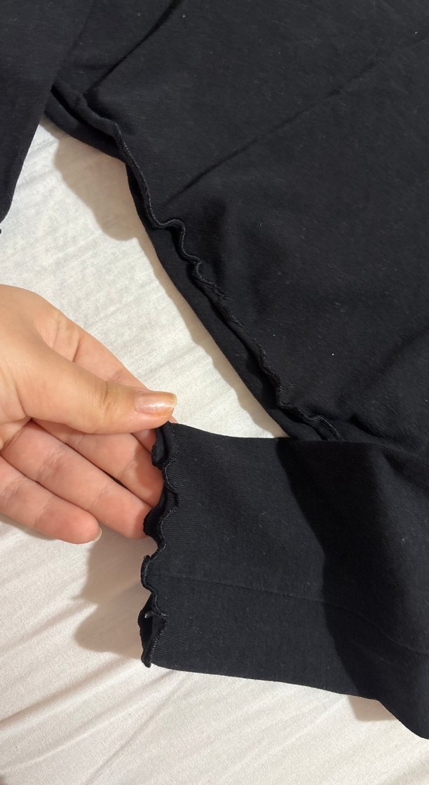 Siyah Crop Top Uzun Kollu Basic - Görsel 3