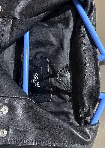 Colins Düğmeli Siyah Deri Kadın Ceket - Görsel 4