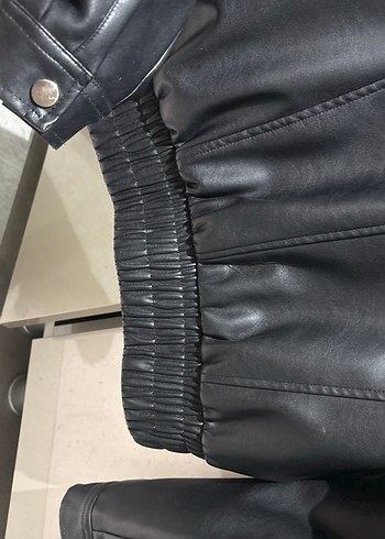 Colins Düğmeli Siyah Deri Kadın Ceket - Görsel 7