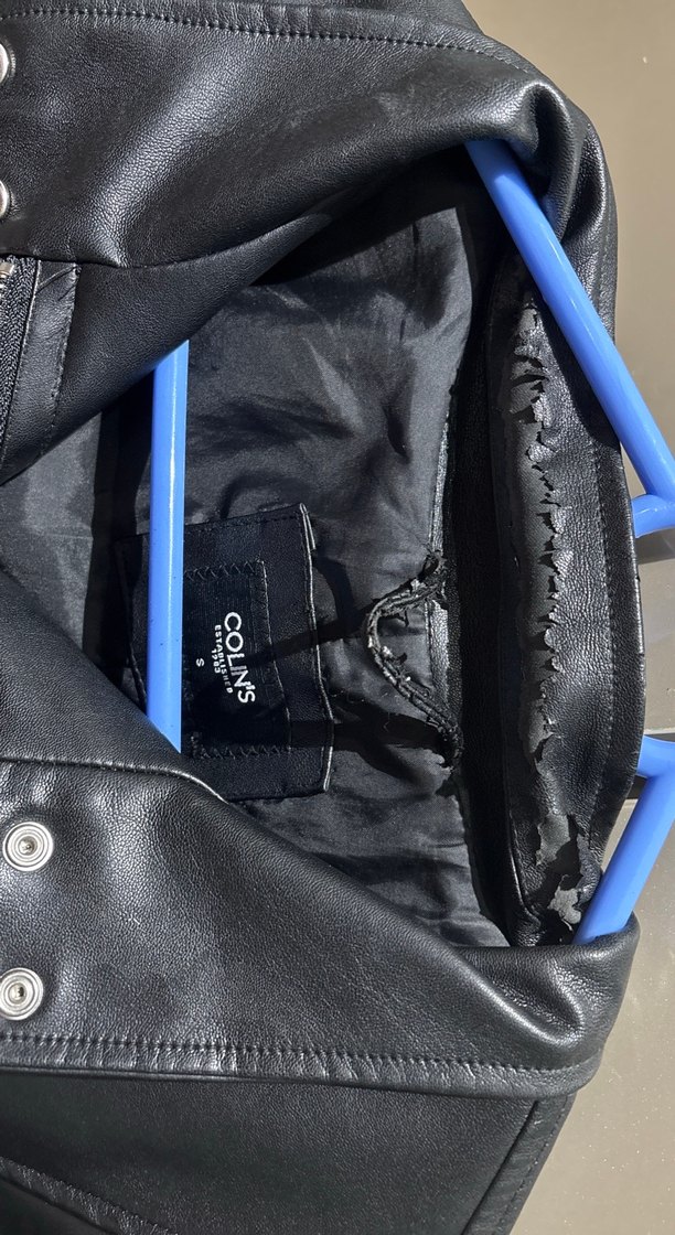 Colins Düğmeli Siyah Deri Kadın Ceket - Görsel 4