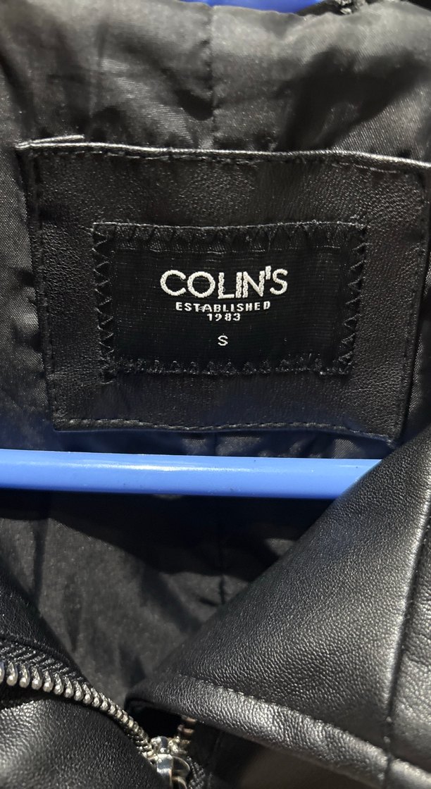 Colins Düğmeli Siyah Deri Kadın Ceket - Görsel 3