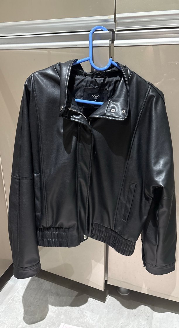 Colins Düğmeli Siyah Deri Kadın Ceket - Görsel 2