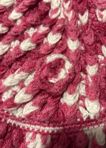 Renkli Pembe Bohem Kadın Örgü Bere - Görsel 2