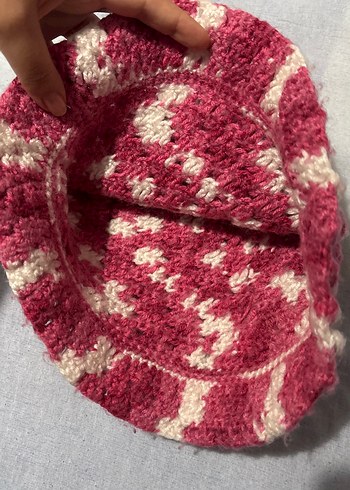 Renkli Pembe Bohem Kadın Örgü Bere - Görsel 4