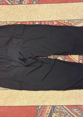 Siyah Kemerli Bol Kesim Kadın Kumaş Pantolon - Görsel 3