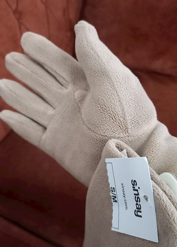 Bej Kadın Eldiveni, Kürk Detaylı, S/M - Görsel 6