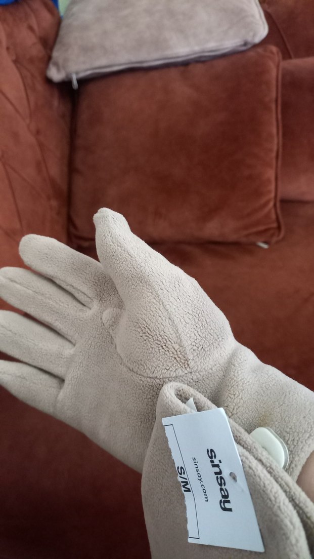 Bej Kadın Eldiveni, Kürk Detaylı, S/M - Görsel 5