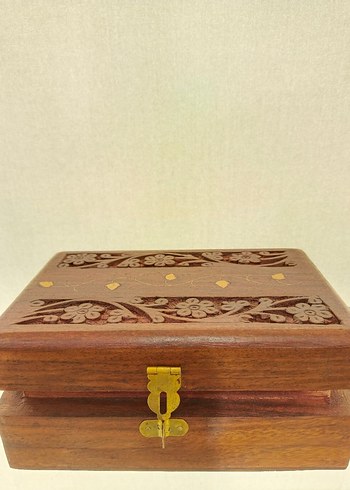 Hint işi el emeği Çiçek Desenli Ahşap Kutu - Görsel 5