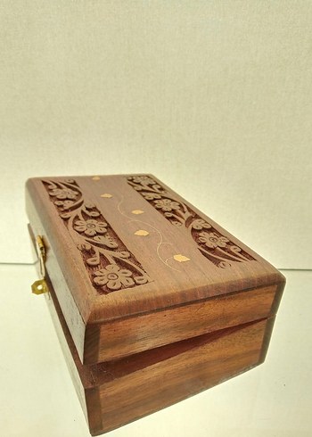Hint işi el emeği Çiçek Desenli Ahşap Kutu - Görsel 4