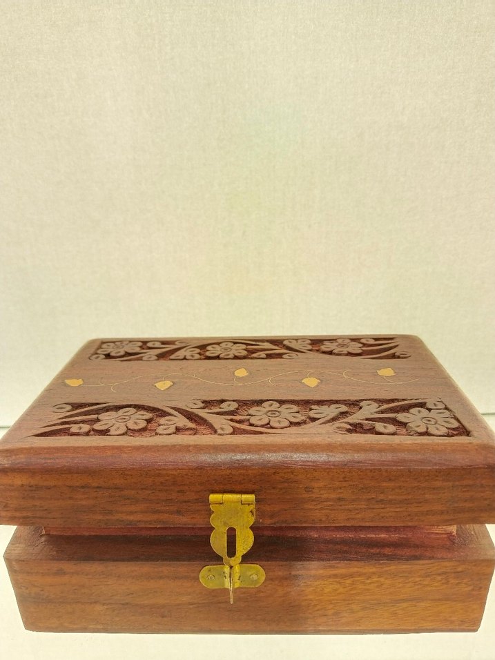 Hint işi el emeği Çiçek Desenli Ahşap Kutu - Görsel 5