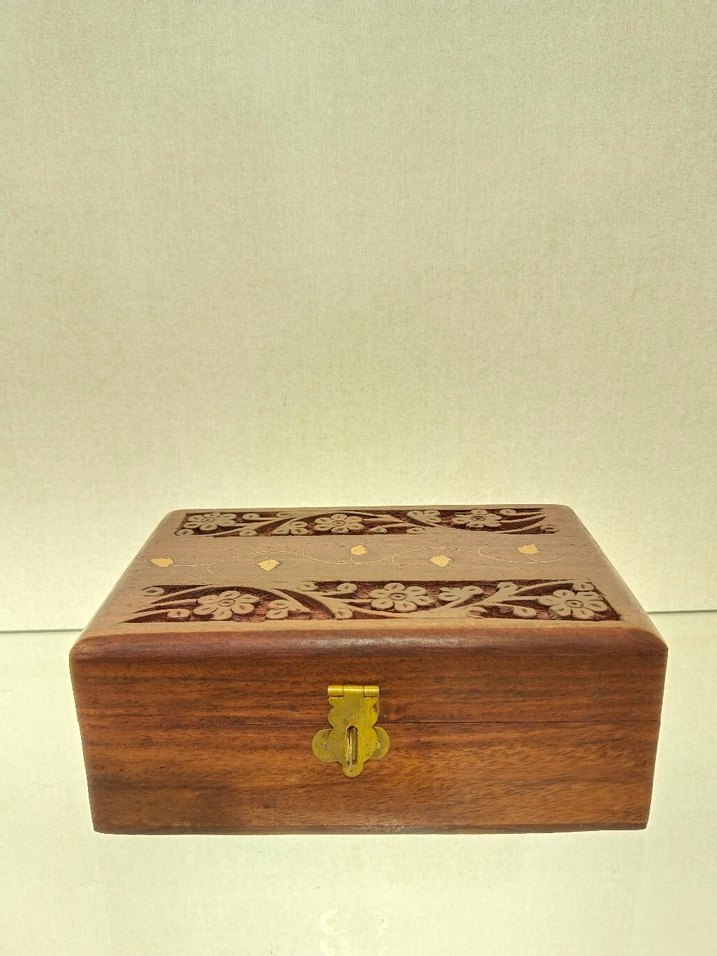 Hint işi el emeği Çiçek Desenli Ahşap Kutu - Görsel 3