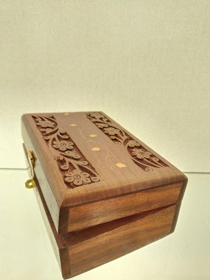 Hint işi el emeği Çiçek Desenli Ahşap Kutu - Görsel 4