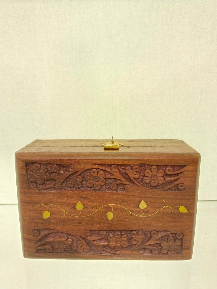 Hint işi el emeği Çiçek Desenli Ahşap Kutu - Görsel 2