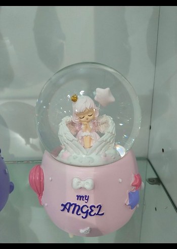 Pastel Pembe ve Mor Melek Figürlü Kar Küreleri - Görsel 3