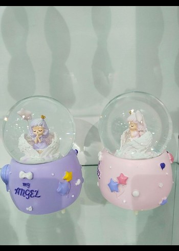 Pastel Pembe ve Mor Melek Figürlü Kar Küreleri - Görsel 2