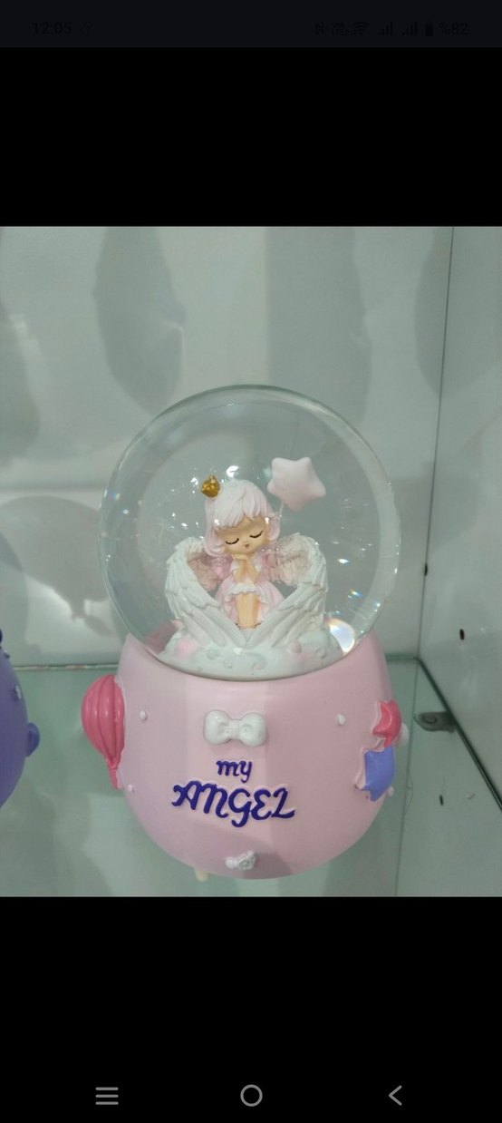 Pastel Pembe ve Mor Melek Figürlü Kar Küreleri - Görsel 3