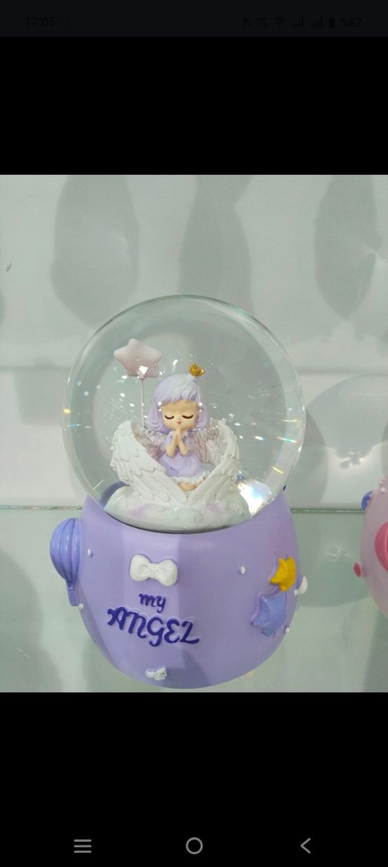 Pastel Pembe ve Mor Melek Figürlü Kar Küreleri - Görsel 4