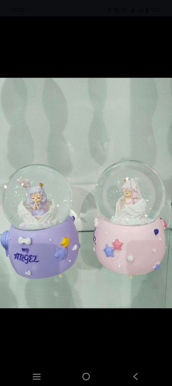 Pastel Pembe ve Mor Melek Figürlü Kar Küreleri - Görsel 2